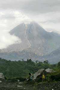 VULKAN - Mount Merapi spews volcanic smoke from Kemalang, Central Java, Indonesia